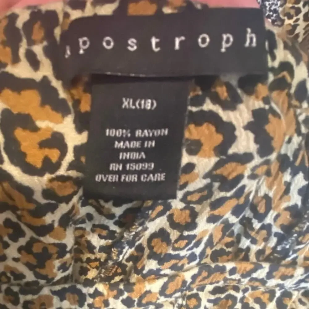 Apostrophe XL (18) Leopard Animal Print Flounce Skirt 100% Rayon Boho Y2K Midi